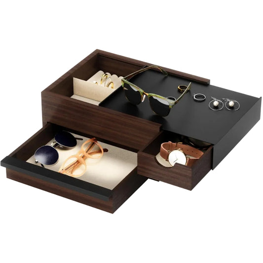 umbra STOWIT ジュエリーボックス L 木製 ブラック/ウォールナット アクセサリー収納