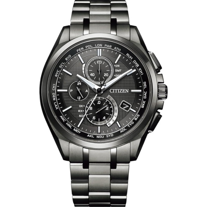 [シチズン]CITIZEN 腕時計 ATTESA アテッサ Eco-Drive エコ・ドライブ 電波時計 ダイレクトフライト DLC仕様 AT8044-56E メンズ