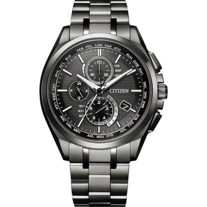[シチズン]CITIZEN 腕時計 ATTESA アテッサ Eco-Drive エコ・ドライブ 電波時計 ダイレクトフライト DLC仕様 AT8044-56E メンズ