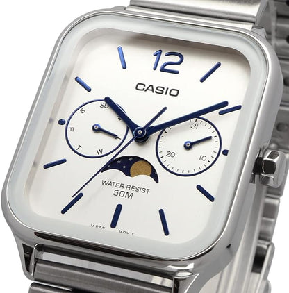 [カシオ] CASIO スタンダード ムーンフェイズ Moon phase アナログ メンズ 腕時計 MTP-M305D-7AV メタルバンド シルバー 海外モデル [並行輸入品]