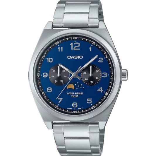 [カシオ] CASIO スタンダード ムーンフェイズ Moon phase アナログ メンズ 腕時計 MTP-M300D-2AV メタルバンド ネイビー 海外モデル [並行輸入品]