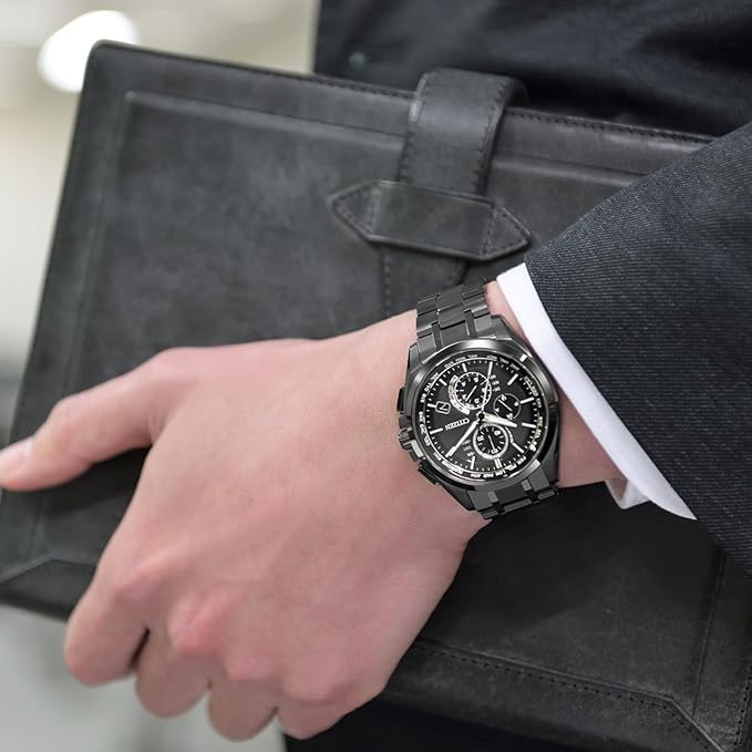 [シチズン]CITIZEN 腕時計 ATTESA アテッサ Eco-Drive エコ・ドライブ 電波時計 ダイレクトフライト DLC仕様 AT8044-56E メンズ