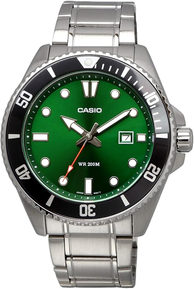 [カシオ] CASIO スタンダード アナログ スポーツ 20気圧防水 腕時計 MDV-107D-3A2V メンズ グリーンダイアル メタルバンド 海外モデル [並行輸入品]
