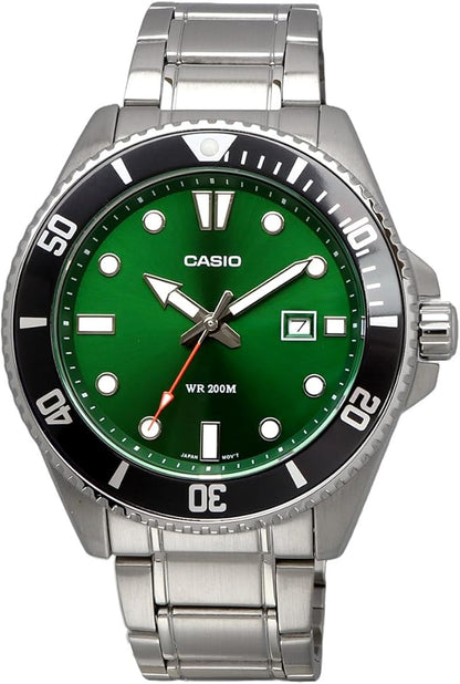 [カシオ] CASIO スタンダード アナログ スポーツ 20気圧防水 腕時計 MDV-107D-3A2V メンズ グリーンダイアル メタルバンド 海外モデル [並行輸入品]