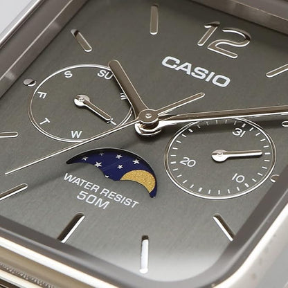 [カシオ] CASIO スタンダード ムーンフェイズ Moon phase アナログ メンズ 腕時計 MTP-M305M-8AV メタルメッシュバンド ダークグレー 海外モデル [並行輸入品]