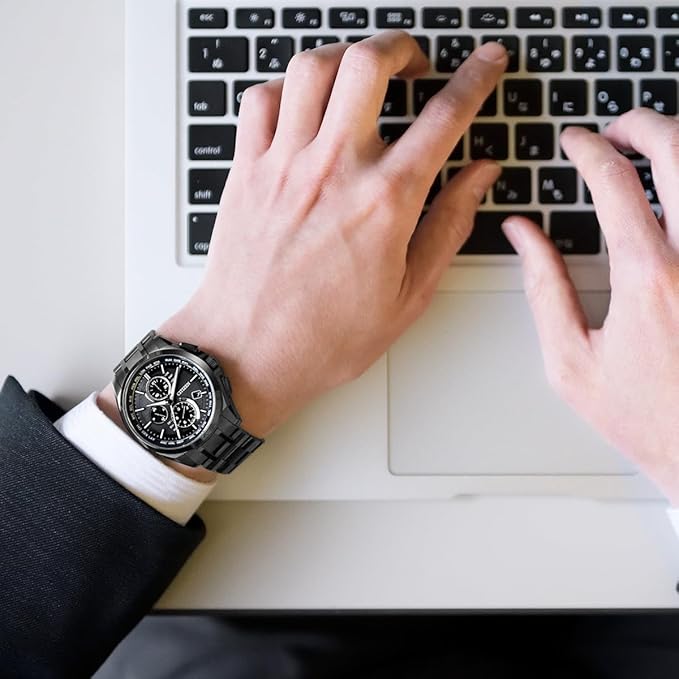 [シチズン]CITIZEN 腕時計 ATTESA アテッサ Eco-Drive エコ・ドライブ 電波時計 ダイレクトフライト DLC仕様 AT8044-56E メンズ