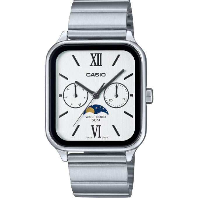 [カシオ] CASIO スタンダード ムーンフェイズ Moon phase アナログ メンズ 腕時計 MTP-M305D-7A2V メタルバンド シルバー 海外モデル [並行輸入品]
