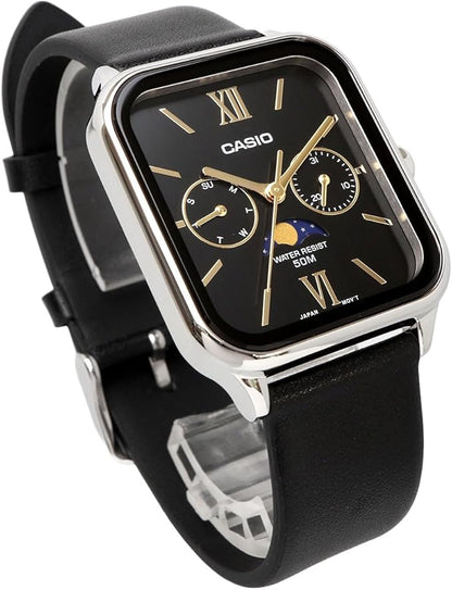 [カシオ] CASIO スタンダード ムーンフェイズ Moon phase アナログ メンズ 腕時計 MTP-M305L-1A2V ブラックレザーバンド ブラック 海外モデル [並行輸入品]