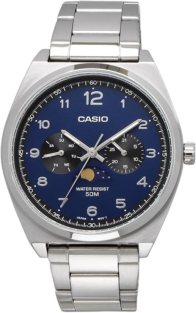 [カシオ] CASIO スタンダード ムーンフェイズ Moon phase アナログ メンズ 腕時計 MTP-M300D-2AV メタルバンド ネイビー 海外モデル [並行輸入品]