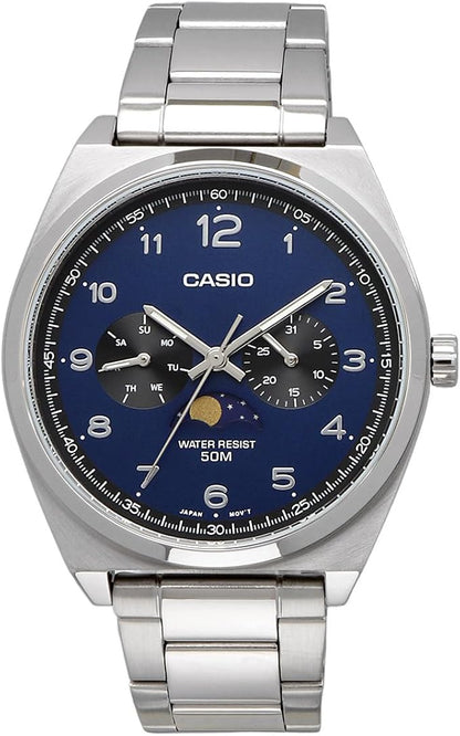 [カシオ] CASIO スタンダード ムーンフェイズ Moon phase アナログ メンズ 腕時計 MTP-M300D-2AV メタルバンド ネイビー 海外モデル [並行輸入品]