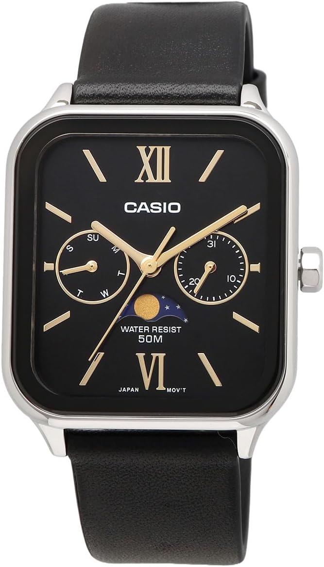 [カシオ] CASIO スタンダード ムーンフェイズ Moon phase アナログ メンズ 腕時計 MTP-M305L-1A2V ブラックレザーバンド ブラック 海外モデル [並行輸入品]