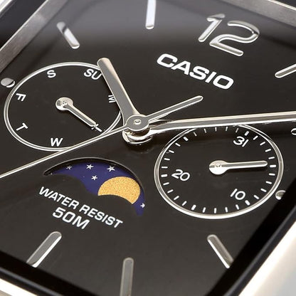 [カシオ] CASIO スタンダード ムーンフェイズ Moon phase アナログ メンズ 腕時計 MTP-M305M-1AV メタルメッシュバンド ブラック 海外モデル [並行輸入品]