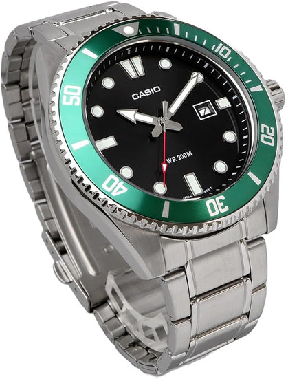 [カシオ] CASIO スタンダード アナログ スポーツ 20気圧防水 腕時計 MDV-107D-3AV メンズ グリーンベゼル メタルバンド 海外モデル [並行輸入品]