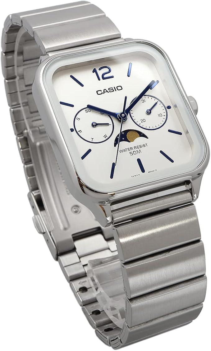 [カシオ] CASIO スタンダード ムーンフェイズ Moon phase アナログ メンズ 腕時計 MTP-M305D-7AV メタルバンド シルバー 海外モデル [並行輸入品]