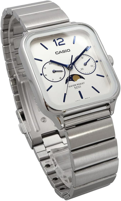 [カシオ] CASIO スタンダード ムーンフェイズ Moon phase アナログ メンズ 腕時計 MTP-M305D-7AV メタルバンド シルバー 海外モデル [並行輸入品]