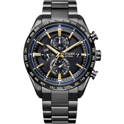 [CITIZEN] 腕時計 ATTESA JAXA 新型宇宙ステーション補給機「HTV-X」イメージ 限定モデル (電波時計/防水/軽量) AT8289-67E 光発電エコ・ドライブ JAXA LABEL HTV-X Limited model メンズ ビジネス クロノグラフ ブラック 黒 青 電波ソーラー
