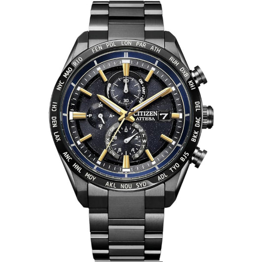 [CITIZEN] 腕時計 ATTESA JAXA 新型宇宙ステーション補給機「HTV-X」イメージ 限定モデル (電波時計/防水/軽量) AT8289-67E 光発電エコ・ドライブ JAXA LABEL HTV-X Limited model メンズ ビジネス クロノグラフ ブラック 黒 青 電波ソーラー