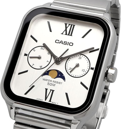 [カシオ] CASIO スタンダード ムーンフェイズ Moon phase アナログ メンズ 腕時計 MTP-M305D-7A2V メタルバンド シルバー 海外モデル [並行輸入品]