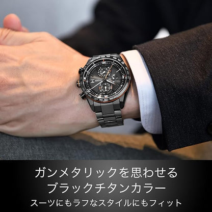 [CITIZEN] 腕時計 ATTESA ( 電波時計 / 防水 / 広告モデル ) AT8185-62E 軽量 チタン 光発電エコ・ドライブ サファイアガラス ACT Line メンズ ビジネス アナログ クロノグラフ ブラック 黒 電波ソーラー