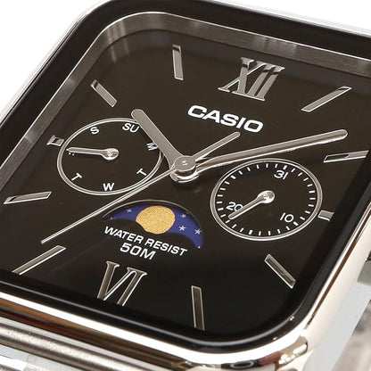 [カシオ] CASIO スタンダード ムーンフェイズ Moon phase アナログ メンズ 腕時計 MTP-M305D-1A2V メタルバンド ブラック 海外モデル [並行輸入品]