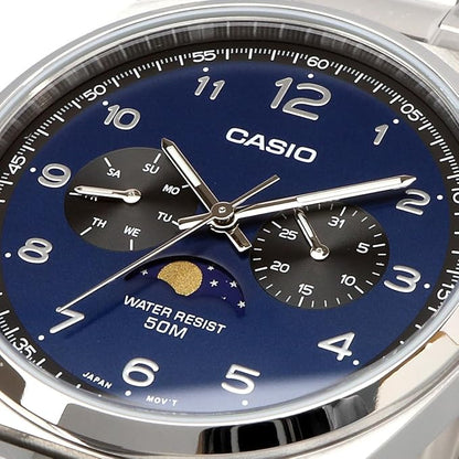 [カシオ] CASIO スタンダード ムーンフェイズ Moon phase アナログ メンズ 腕時計 MTP-M300D-2AV メタルバンド ネイビー 海外モデル [並行輸入品]