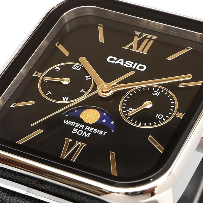 [カシオ] CASIO スタンダード ムーンフェイズ Moon phase アナログ メンズ 腕時計 MTP-M305L-1A2V ブラックレザーバンド ブラック 海外モデル [並行輸入品]