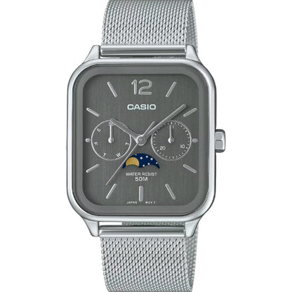 [カシオ] CASIO スタンダード ムーンフェイズ Moon phase アナログ メンズ 腕時計 MTP-M305M-8AV メタルメッシュバンド ダークグレー 海外モデル [並行輸入品]