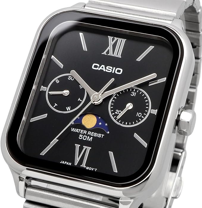[カシオ] CASIO スタンダード ムーンフェイズ Moon phase アナログ メンズ 腕時計 MTP-M305D-1A2V メタルバンド ブラック 海外モデル [並行輸入品]