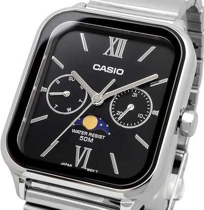 [カシオ] CASIO スタンダード ムーンフェイズ Moon phase アナログ メンズ 腕時計 MTP-M305D-1A2V メタルバンド ブラック 海外モデル [並行輸入品]