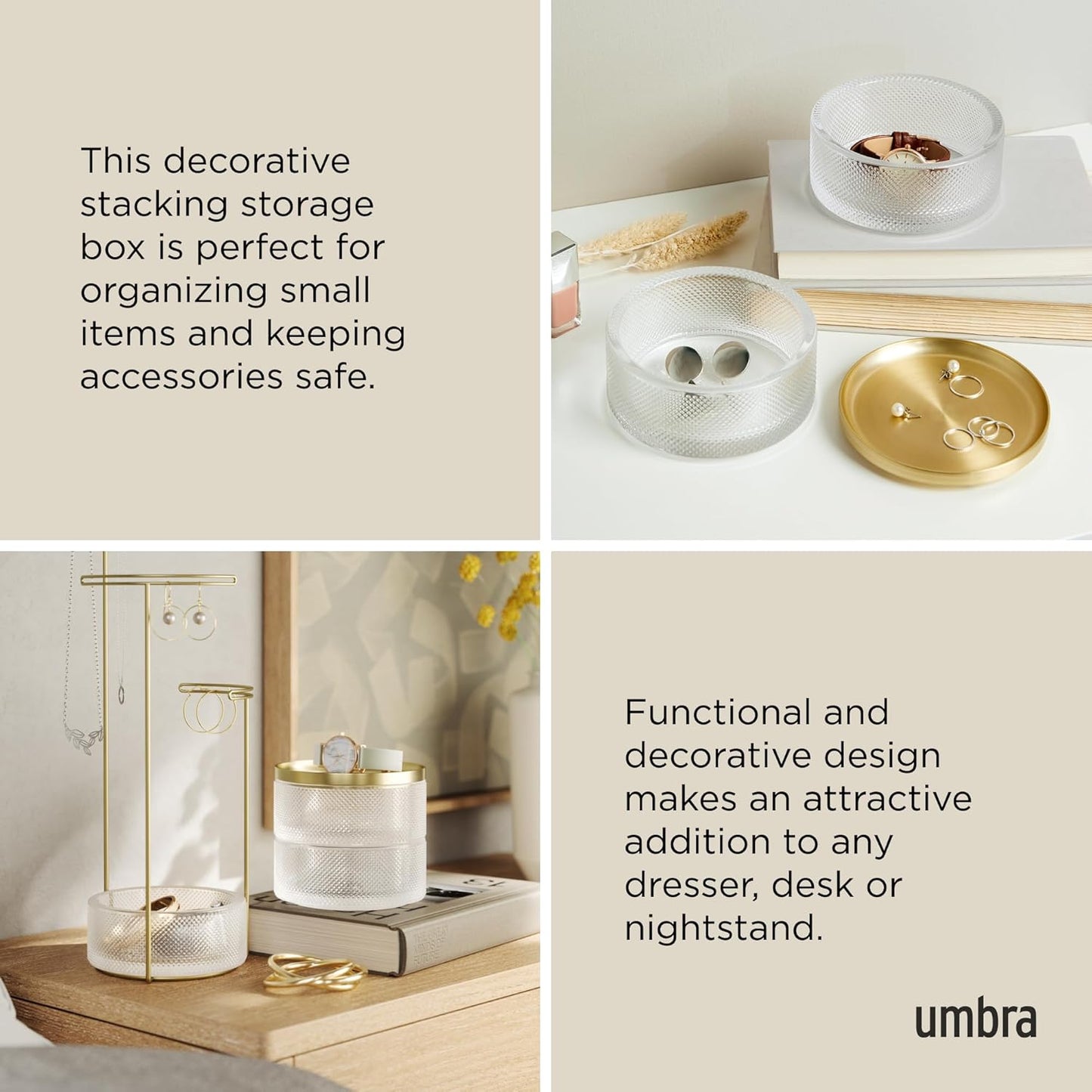 umbra (アンブラ) テソラ ジュエリーボックス ガラス×ゴールド 収納 円 円形 jewelry box round elegant