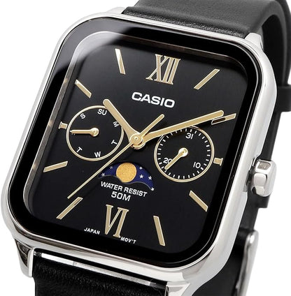 [カシオ] CASIO スタンダード ムーンフェイズ Moon phase アナログ メンズ 腕時計 MTP-M305L-1A2V ブラックレザーバンド ブラック 海外モデル [並行輸入品]