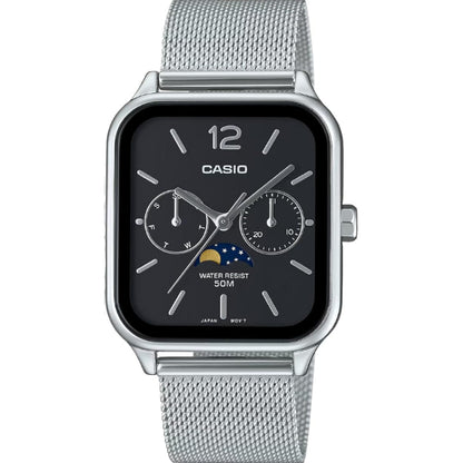 [カシオ] CASIO スタンダード ムーンフェイズ Moon phase アナログ メンズ 腕時計 MTP-M305M-1AV メタルメッシュバンド ブラック 海外モデル [並行輸入品]