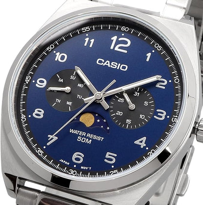 [カシオ] CASIO スタンダード ムーンフェイズ Moon phase アナログ メンズ 腕時計 MTP-M300D-2AV メタルバンド ネイビー 海外モデル [並行輸入品]
