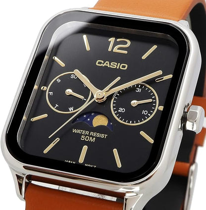 [カシオ] CASIO スタンダード ムーンフェイズ Moon phase アナログ メンズ 腕時計 MTP-M305L-1AV ブラウンレザーバンド ブラック 海外モデル [並行輸入品]