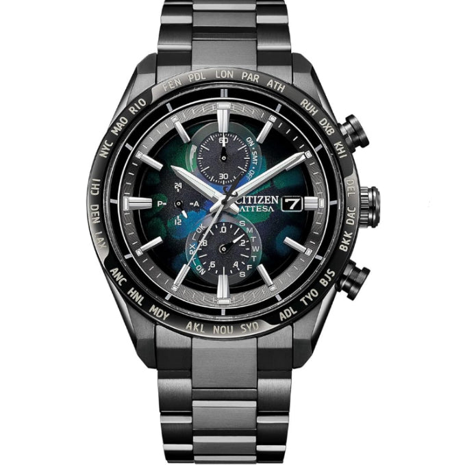 [CITIZEN] 腕時計 ATTESA AT8286-65E (限定モデル/エコ・ドライブ電波時計/チタン) メンズ 100周年限定モデル LAYERS of TIME 光発電エコ・ドライブ 電波時計 防水 日付 ブラック 黒