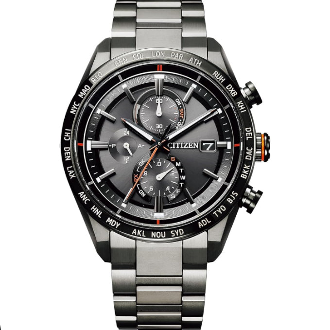 [CITIZEN] 腕時計 ATTESA ( 電波時計 / 防水 / 広告モデル ) AT8185-62E 軽量 チタン 光発電エコ・ドライブ サファイアガラス ACT Line メンズ ビジネス アナログ クロノグラフ ブラック 黒 電波ソーラー