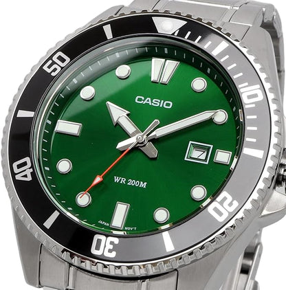 [カシオ] CASIO スタンダード アナログ スポーツ 20気圧防水 腕時計 MDV-107D-3A2V メンズ グリーンダイアル メタルバンド 海外モデル [並行輸入品]