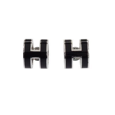 エルメス ピアス レディース ブランド アクセサリー MINI POP H HERMES シルバー-ブラック