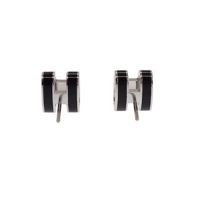 エルメス ピアス レディース ブランド アクセサリー MINI POP H HERMES シルバー-ブラック