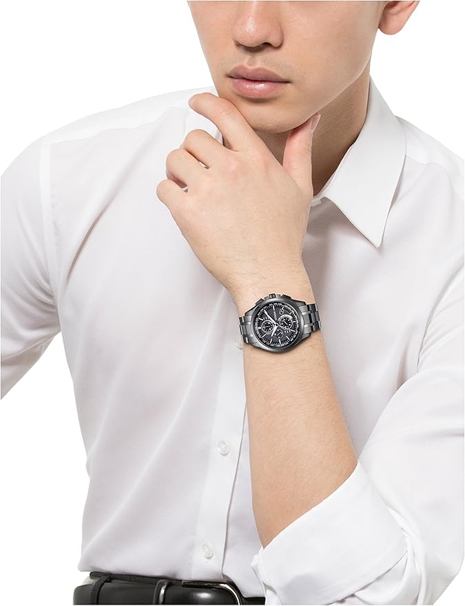 [シチズン]CITIZEN 腕時計 ATTESA アテッサ Eco-Drive エコ・ドライブ 電波時計 ダイレクトフライト DLC仕様 AT8044-56E メンズ