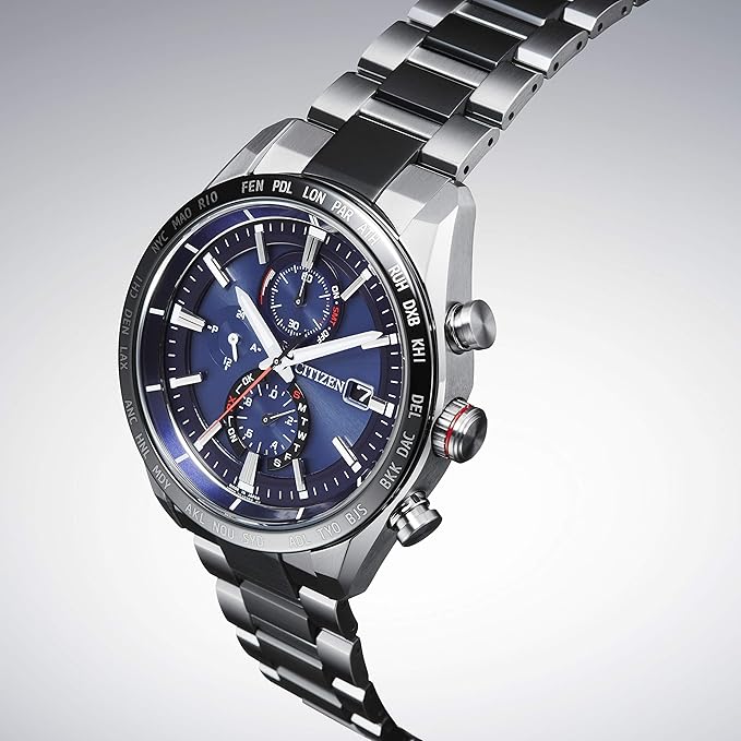 [CITIZEN] 腕時計 ATTESA (エコ・ドライブ電波時計/チタン/防水) AT8186-51L ACT Line メンズ スーツ カジュアル クロノグラフ ビジネス シルバー ブルー 青 電波ソーラー