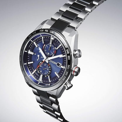 [CITIZEN] 腕時計 ATTESA (エコ・ドライブ電波時計/チタン/防水) AT8186-51L ACT Line メンズ スーツ カジュアル クロノグラフ ビジネス シルバー ブルー 青 電波ソーラー