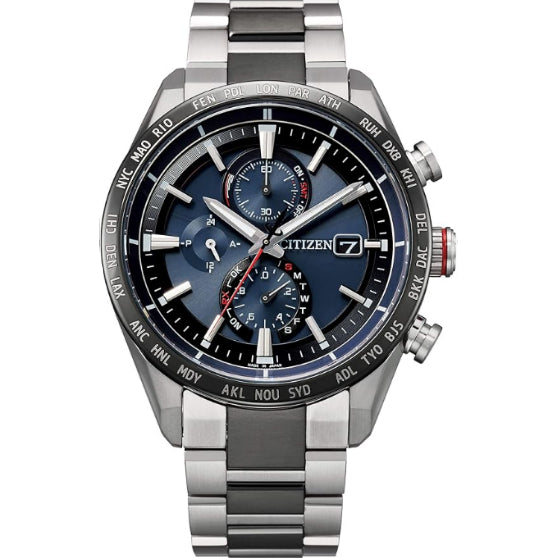 [CITIZEN] 腕時計 ATTESA (エコ・ドライブ電波時計/チタン/防水) AT8186-51L ACT Line メンズ スーツ カジュアル クロノグラフ ビジネス シルバー ブルー 青 電波ソーラー