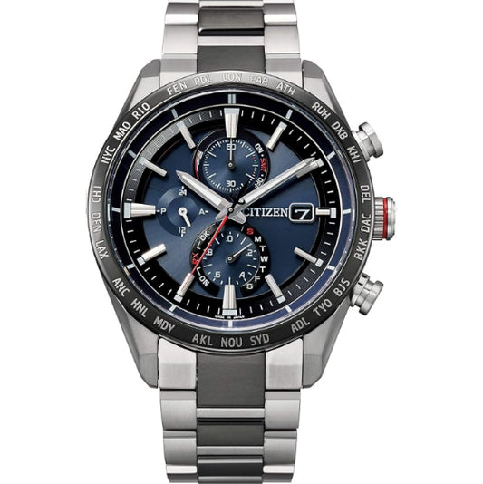 [CITIZEN] 腕時計 ATTESA (エコ・ドライブ電波時計/チタン/防水) AT8186-51L ACT Line メンズ スーツ カジュアル クロノグラフ ビジネス シルバー ブルー 青 電波ソーラー