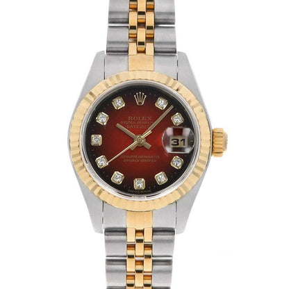 中古（目立った傷や汚れなし）ロレックス デイトジャスト 10Pダイヤ 79173G レッド グラデーション Y番 中古 レディース 腕時計 08NDROAU0001