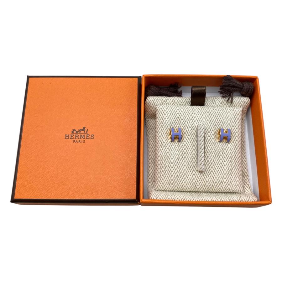 エルメス ピアス ポップアッシュ ミニ H608002F11 Hロゴ リラ パープル ゴールド BOUCLES D'OREILLES MINI POP H HERMES